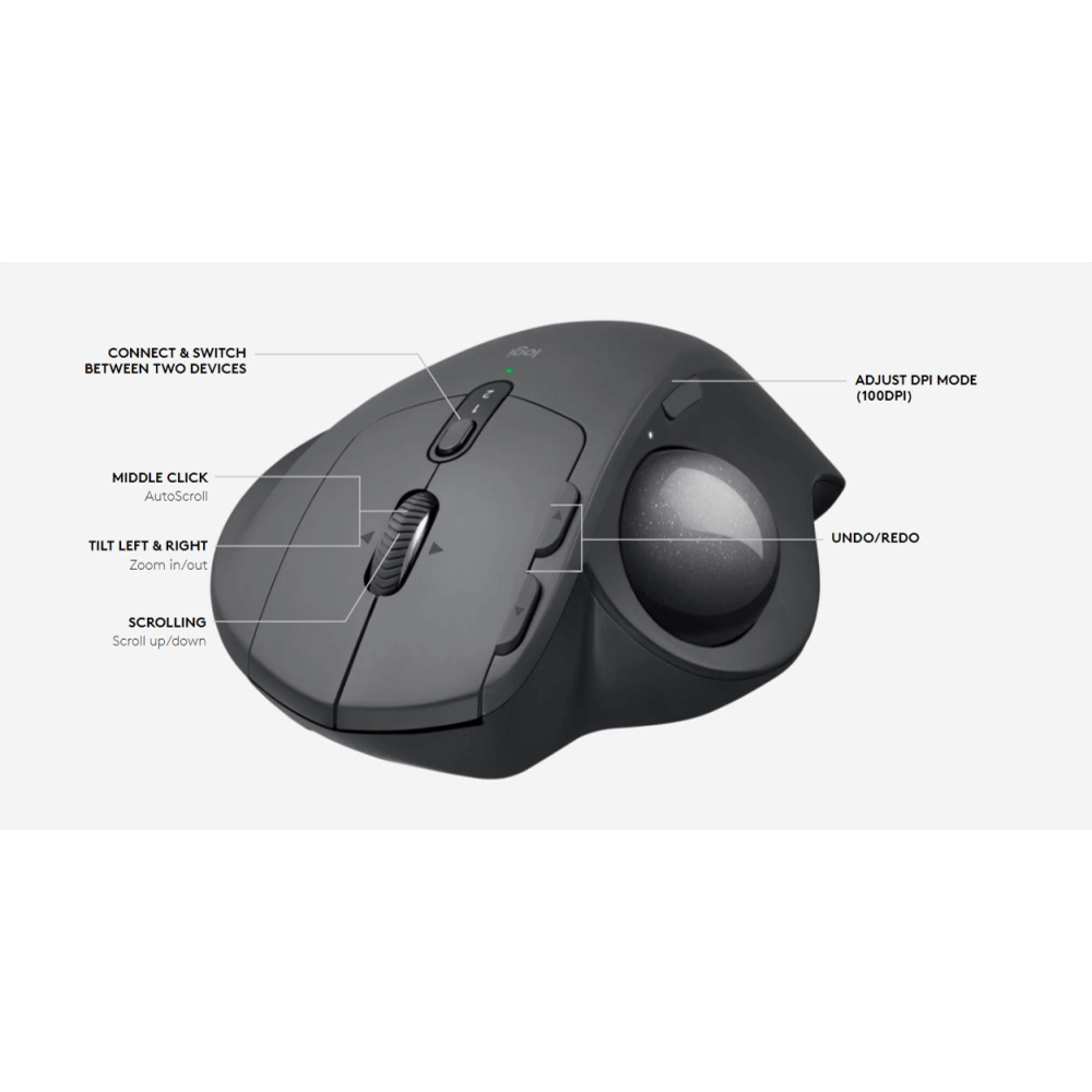 עכבר אלחוטי בצבע שחור עם כדור עקיבה דגם Ergo M575 מבית Logitech