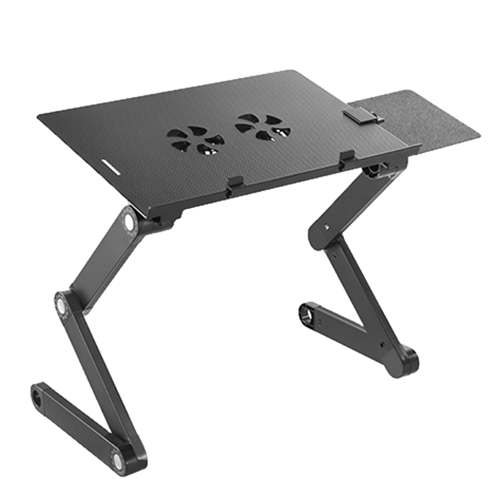 שולחן מחשב נייד מאוורר מתכוונן לגובה עם משטח עכבר תושבת צד ומאוורר קירור LPD03-4