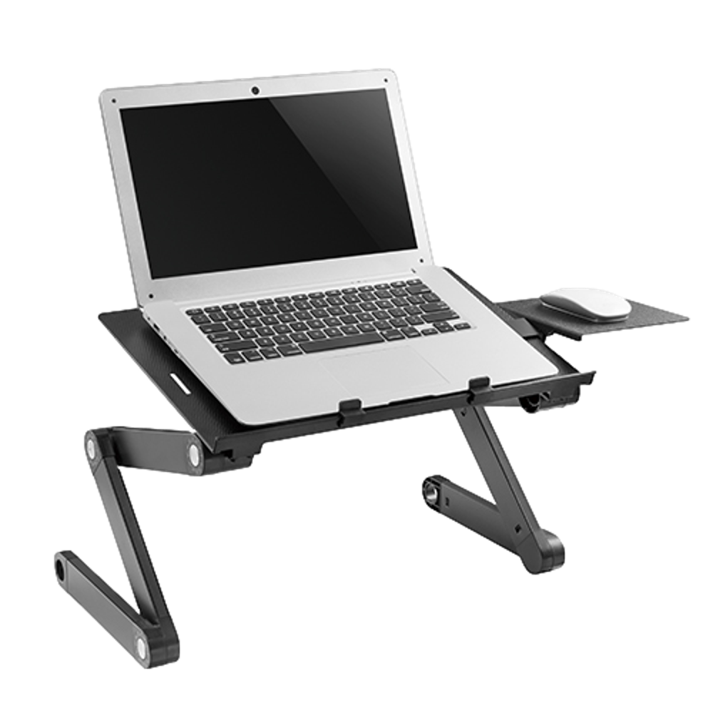 שולחן מחשב נייד מאוורר מתכוונן לגובה עם משטח עכבר תושבת צד ומאוורר קירור LPD03-4