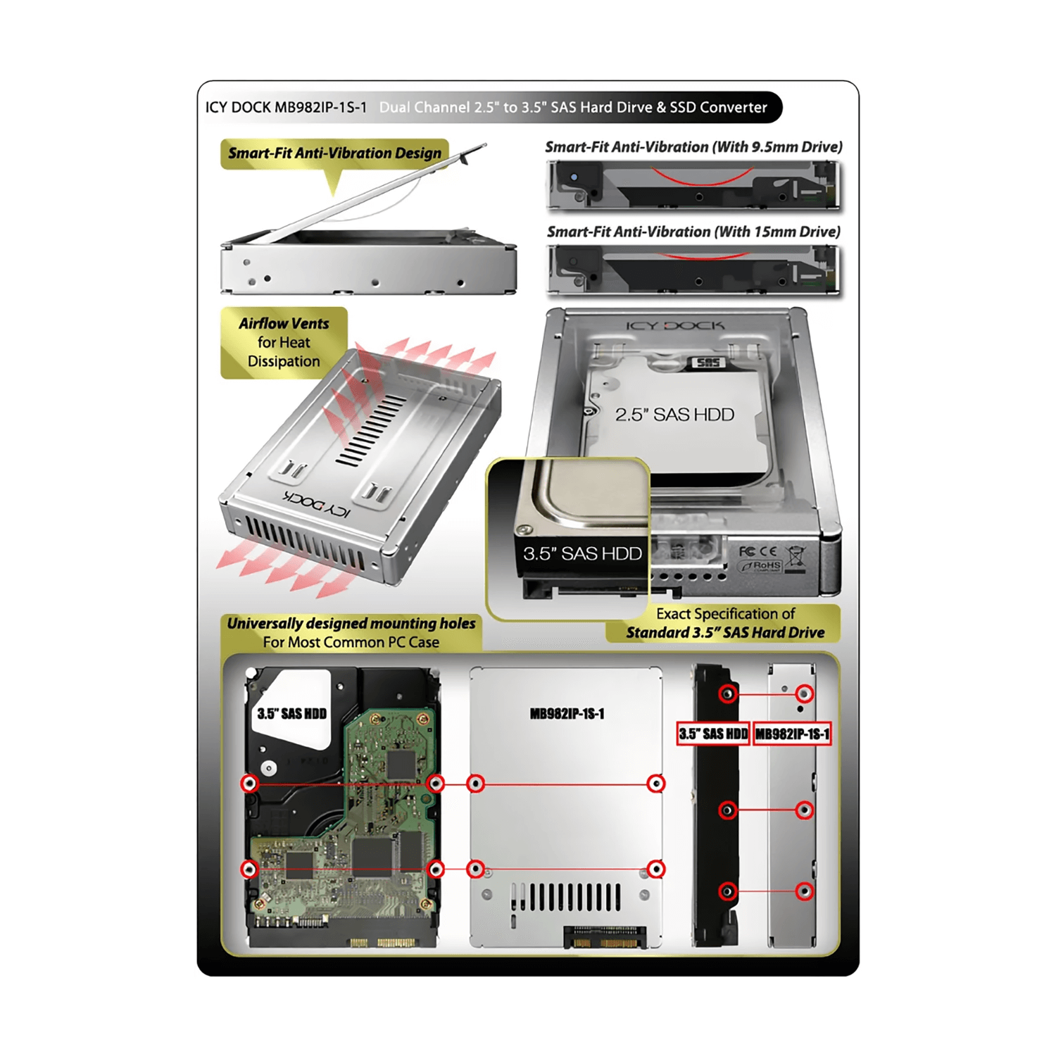 Full Metal 2.5" to 3.5" SATA HDD & SSD Converter