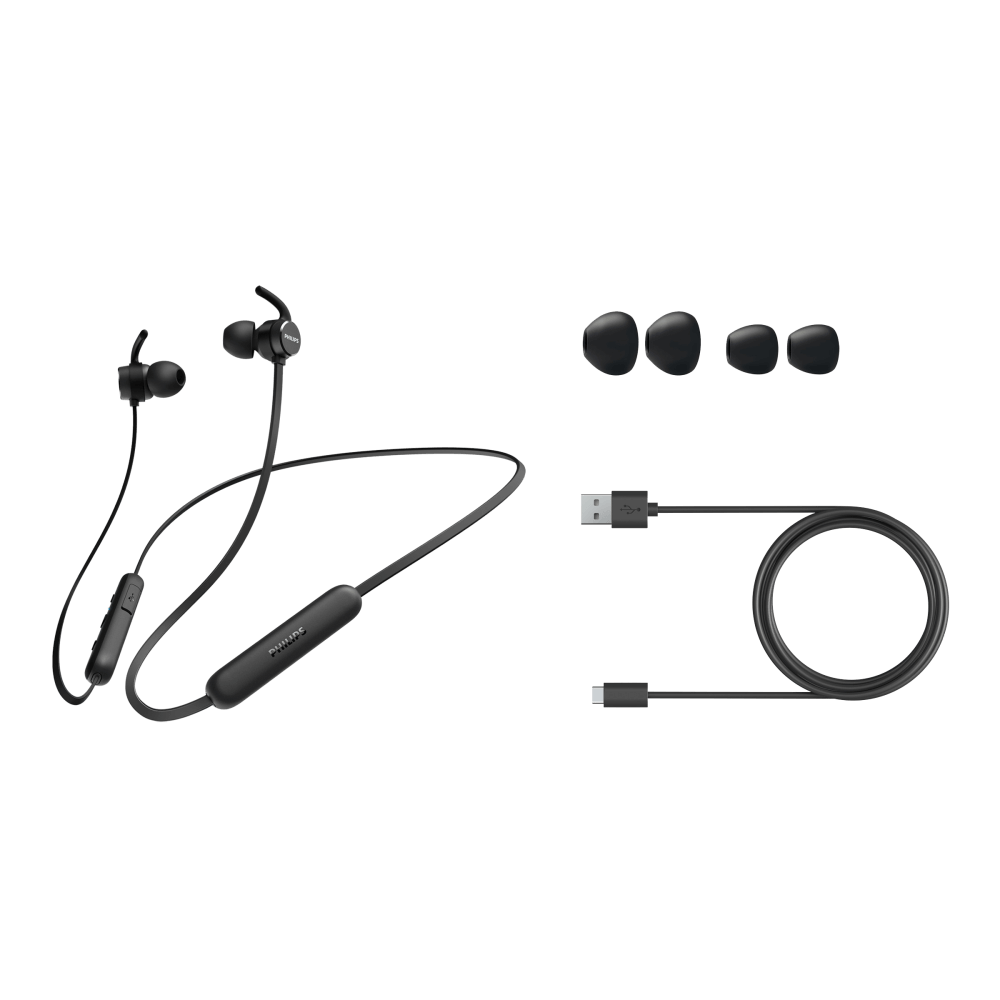 אוזניות כפתור אלחוטיות PHILIPS In-ear wireless headphones  בצבע שחור