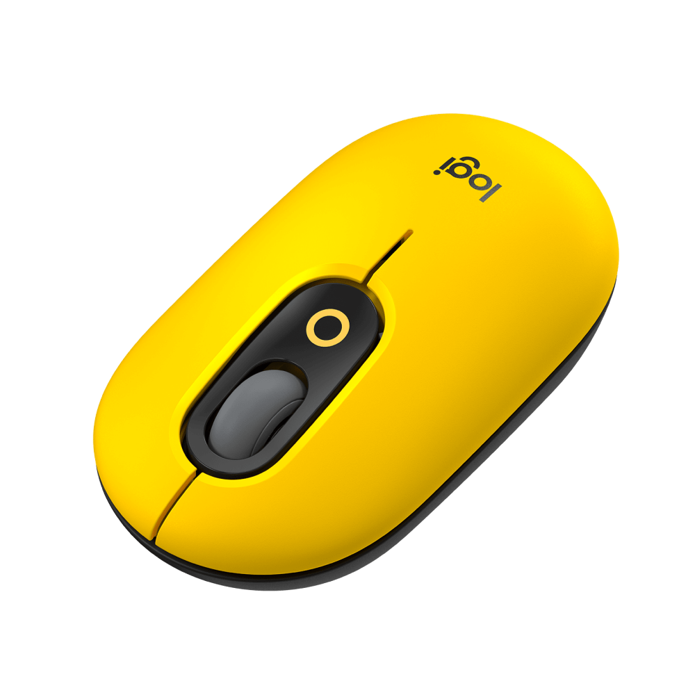 עכבר אלחוטי בצבע שחור צהוב logitech pop 2.4ghz/bt