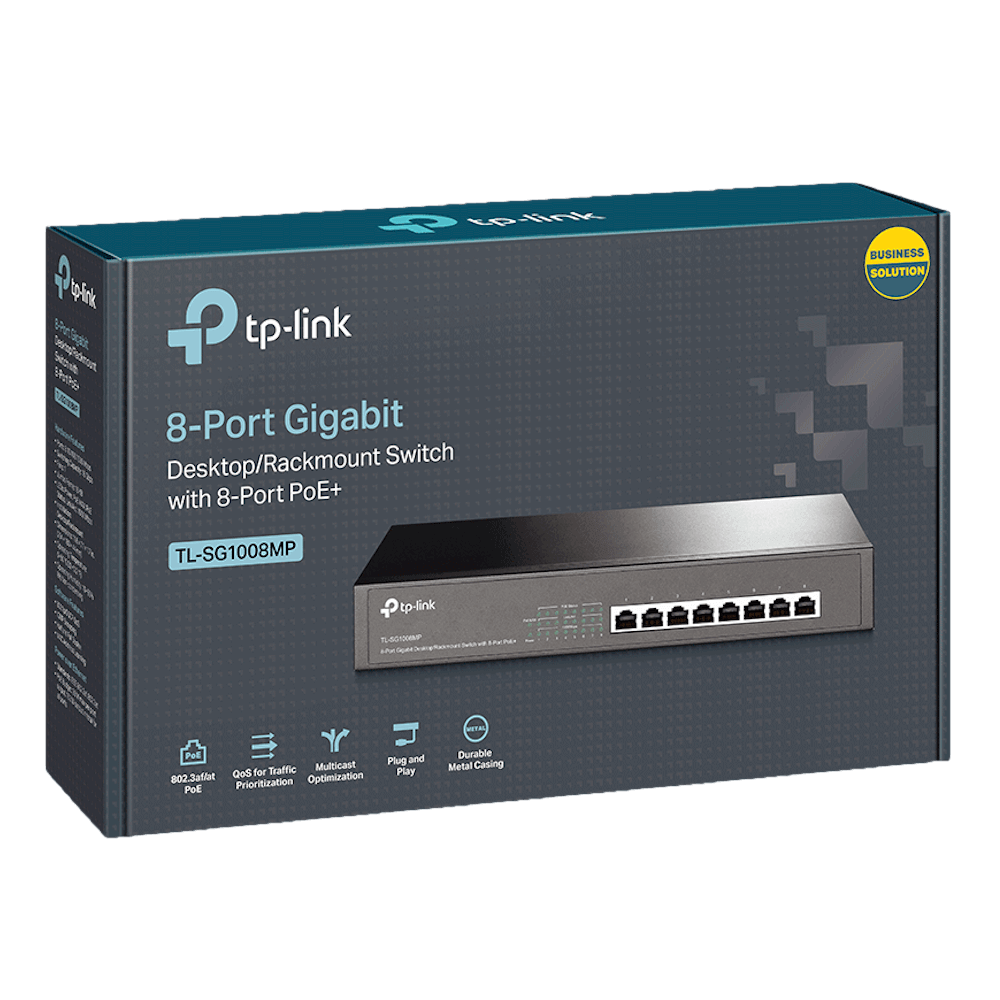 מתג 8-Port Gigabit Desktop/Rackmount Switch with 8-Port PoE+ מבית TP-LINK