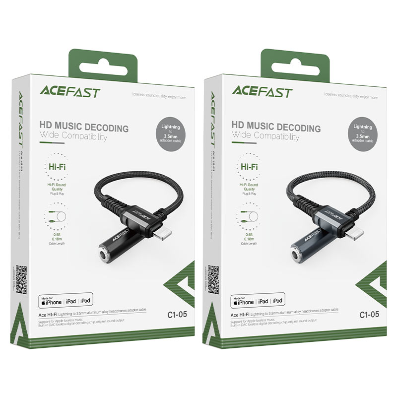 BC1-05 Lightning to DC3.5 aluminum alloy headphones adapter cable