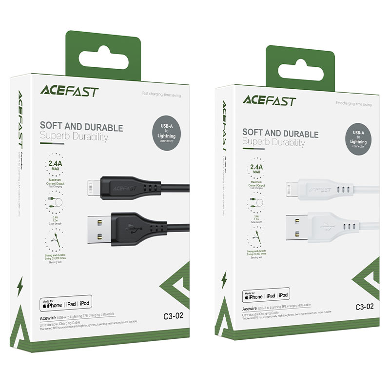 BC3-02 USB-A to Lightning TPE charging data cable