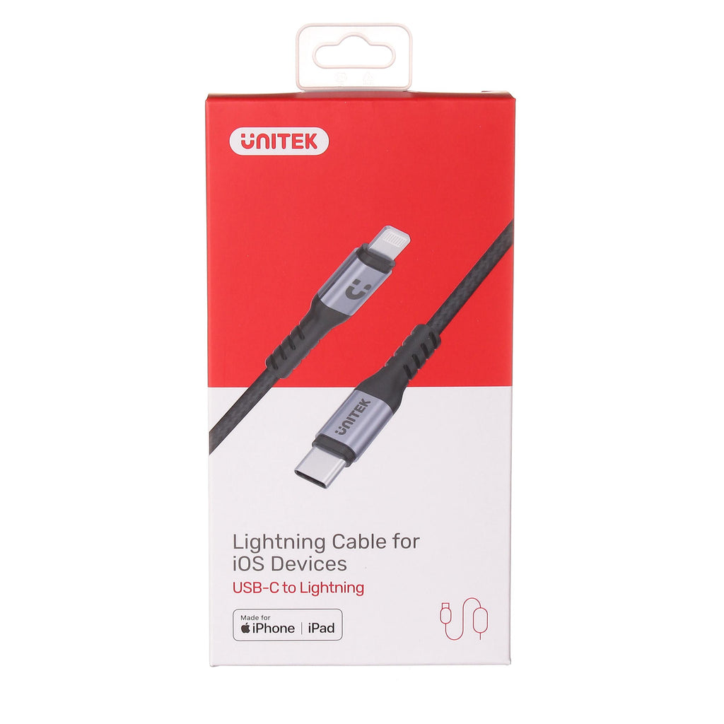 Unitek C14060GY MFi Certified USB-C to Lightning 18W PD Fast Charging Cable with Data Syncing כבל טעינה וסנכרון סופר מהיר