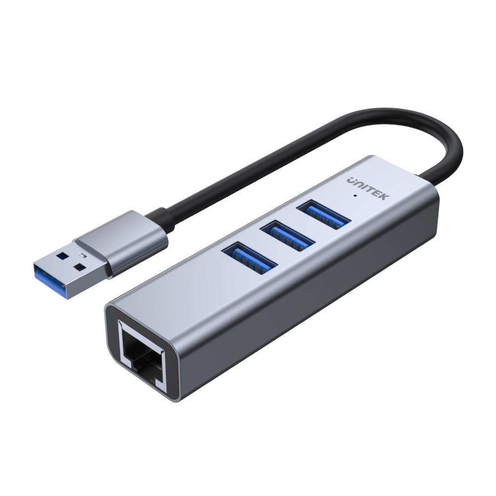 מפצל uHUB Q4+ 4-in-1 USB-A Ethernet Hub H1906A