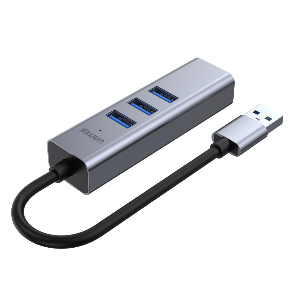 מפצל uHUB Q4+ 4-in-1 USB-A Ethernet Hub H1906A