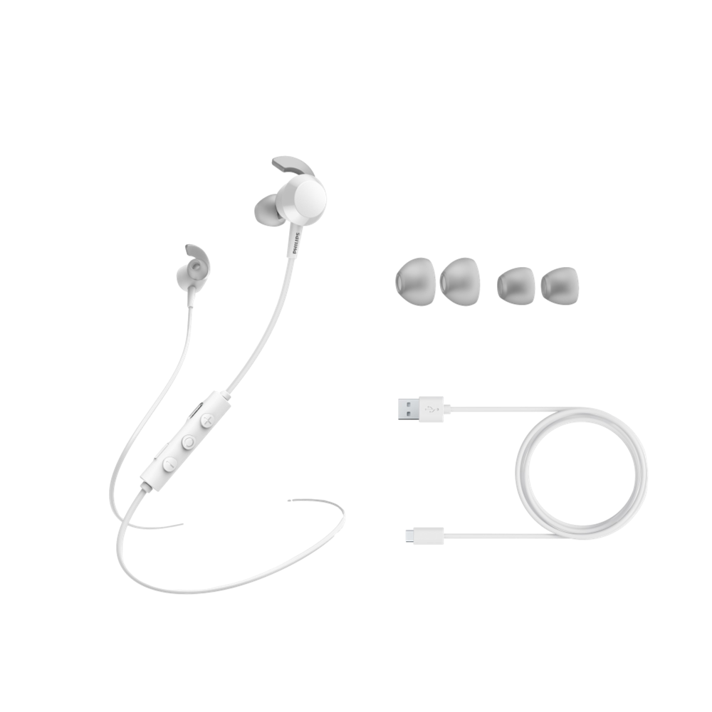 אוזניות כפתור אלחוטיות PHILIPS In-ear wireless headphones  בצבע לבן