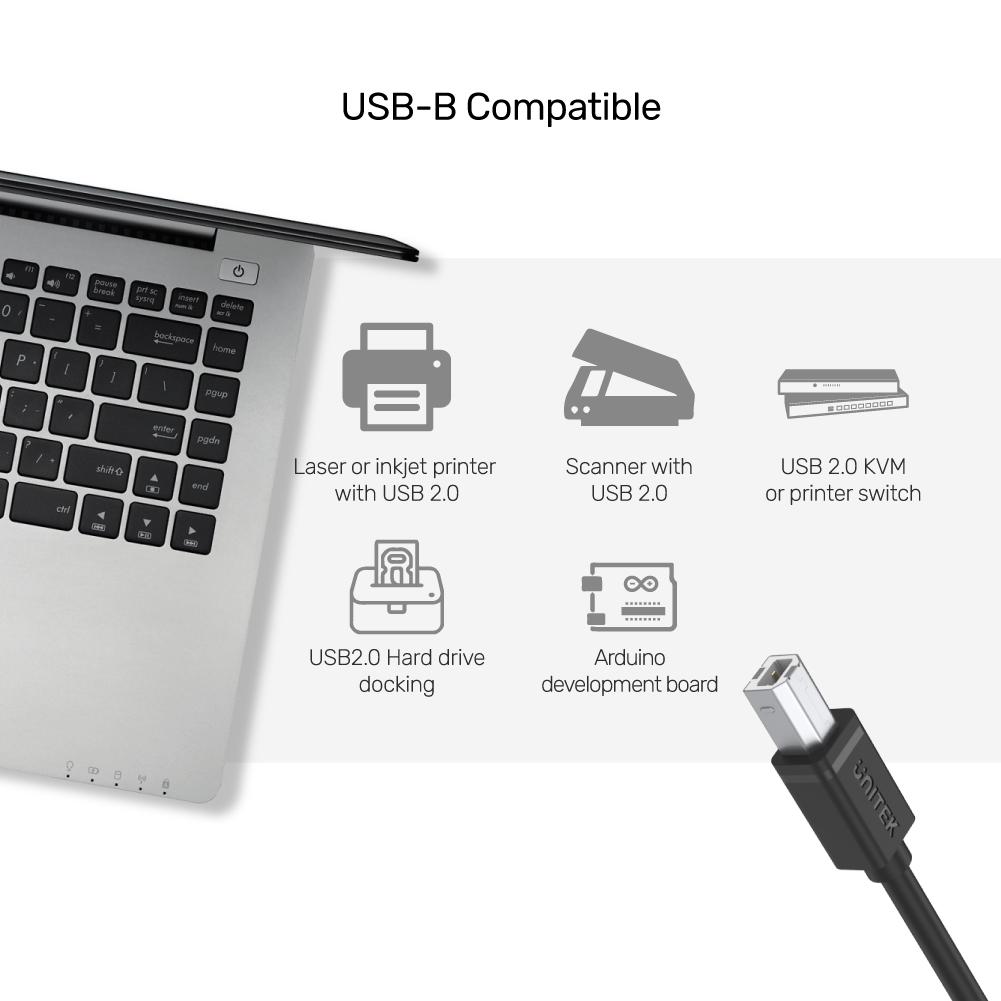 USB 2.0 to USB-B Charging Cable 2M