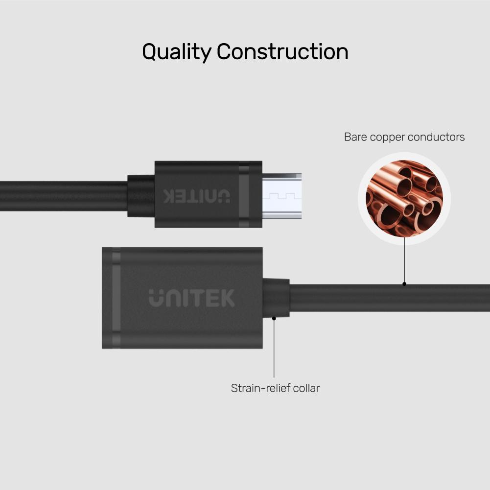 0.2M, Usb2.0 Micro USB (M) to Type-A (F)