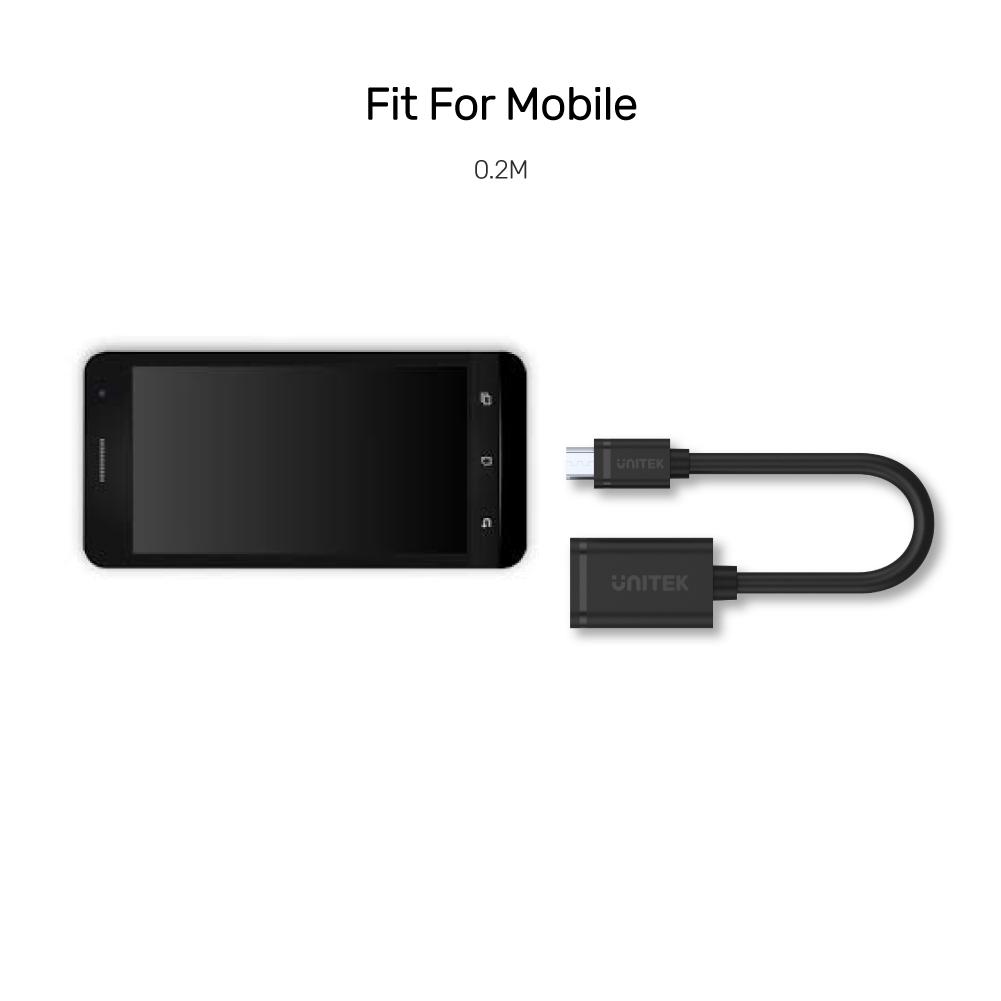 0.2M, Usb2.0 Micro USB (M) to Type-A (F)